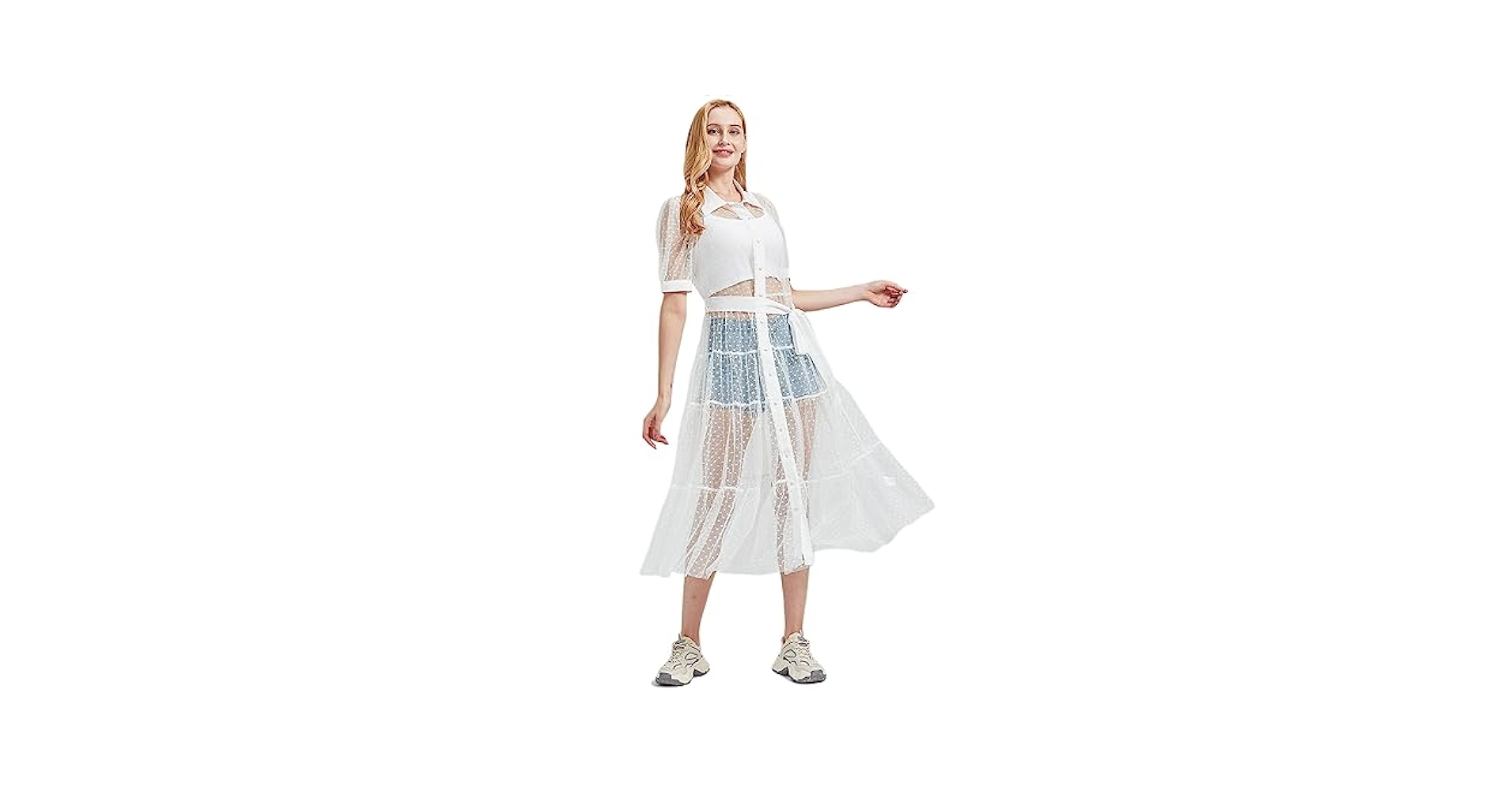 【試着のみ】AMERI WAVE SWITCH SHEER DRESS Ameri VINTAGE アメリヴィンテージ ウェーブスイッチシアー