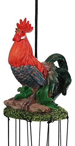 Ebros Gift Country Western Animal Farm Morning Sunshine Crowing Red Breasted Rooster Chicken Figurine Top Resonant Wind Chime For Garden Patio Rustic Farmland Cottage Themed Home Accent thumb #4