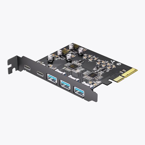 Image of 10Gbps PCIe USB 3.2 Gen 2 Card, 5-Port USB Expansion Card with 2 USB C & 3 USB-A Ports, PCI Express 3.0 x4 Adapter for Desktop PC, External SSD, VR Headset, Workstation, Data Transfer Only