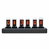 ClocTeck Nixie Tube Clock IPS Digital Clock for Bedroom, Easy Alarm Settings and 12/24h Display - A