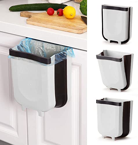 Caneca de basura plegable para cocina blanca 9L