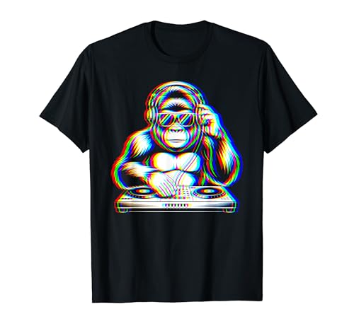 Funny Gorilla Monkey DJ With Headphones and Turntable T�V���c
