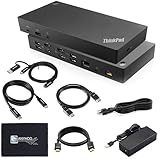 40AF0135US Lenovo Docking Station Dual Monitor Hybrid USB-C with USB-A - 1 Year Warranty, Thinkpad Dock w/ 135W Adapter, ANYHDD HDMI, DisplayPort, USB-C Cables, Cloth - Lenovo Laptop Docking Station
