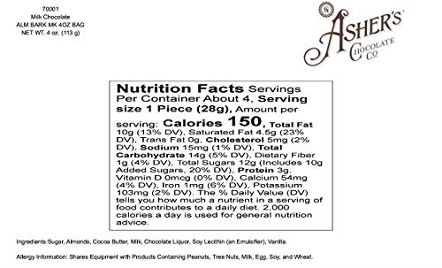 Asher's Chocolates, Milk Chocolate Almond Bark, Small Batches of Kosher Chocolate, Family Owned Since 1892 (1 Pound, Milk Chocolate) - Thumbnail 2