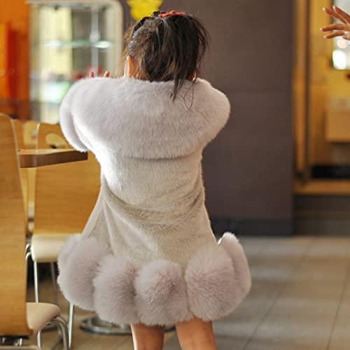 Toddler Girls Winter Fleece Coat Kids Warm Faux 𝚏𝚞r Jacket Long Sleeve Cardigan Coat (Grey, 6-7 Years)4