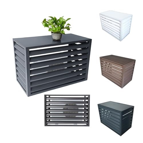 Cubre Aire Acondicionado Exterior, Funda Para Aire Acondicionado De Aluminio, Cubierta Rejilla Para Aire Acondicionado, Valla para Dispositivos Exteriores Pantalla Decorativa(Marrón,100x50x70cm)