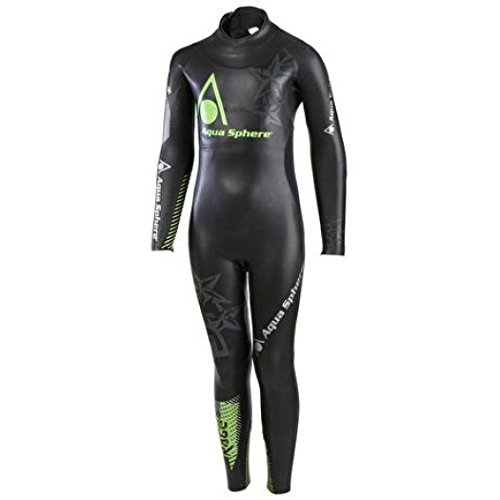AQUA SPHERE Rage Full Sleeve Wetsuit Junior, Negro/Verde, 10 Años