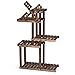 Giantex Regał na rośliny drewniany, stojak na kwiaty 5 poziomów, regał na rośliny, regał ogrodowy, rustykalny mini schody na kwiaty z wiatrakiem, ława na kwiaty wielopoziomowa, schodki na rośliny, wewnątrz i na zewnątrz