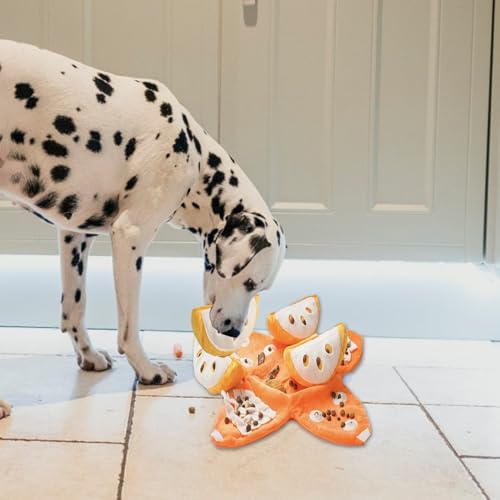 Tapis de chien interactif grinçant et tapis d'alimentation pour chiots orange - 3