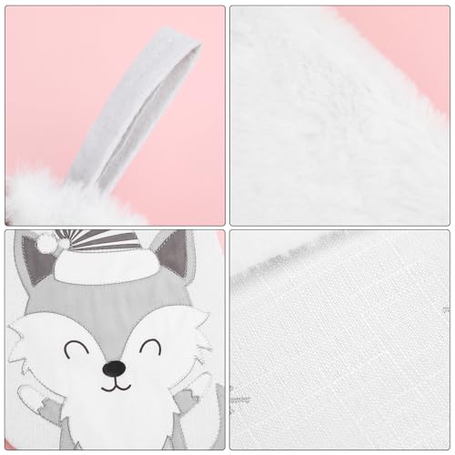 FINGOOO White Stockings Christmas, 2 Pack 19\" Cute Stockings Large Custom Xmas Stockings for Holiday Family Decorations (Snowman and Fox) - Thumbnail 4