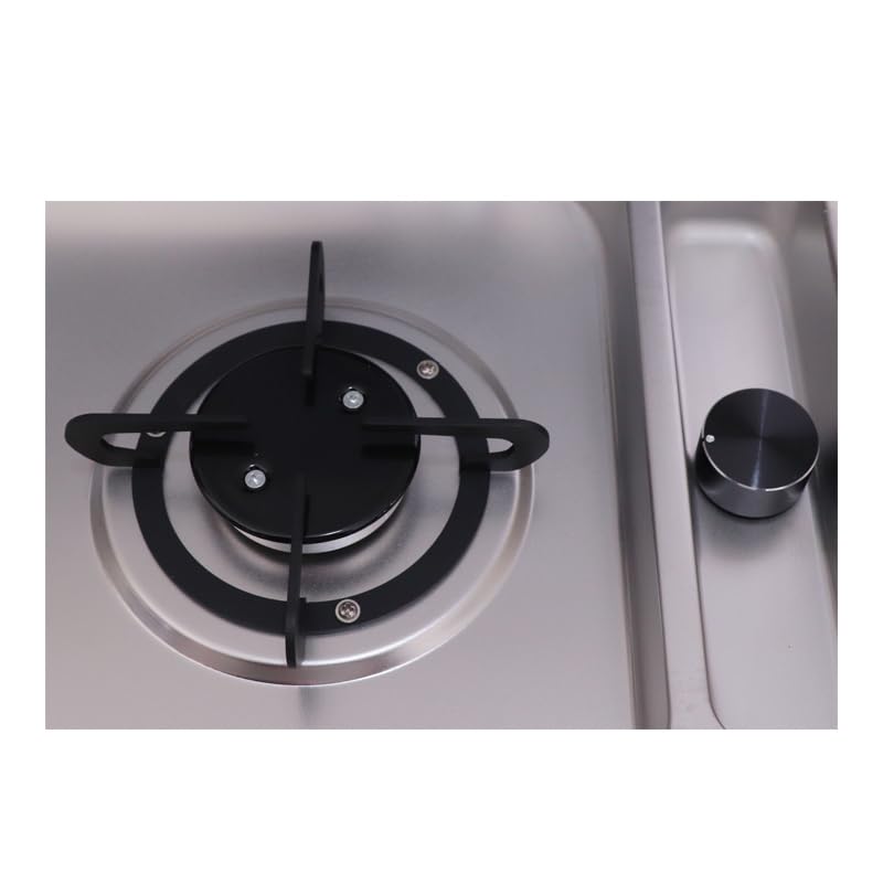 Combinación de cocina de gas con tapa de acero inoxidable universal para exteriores, barco, caravana, autocaravana
