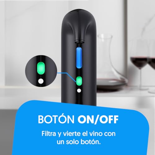 Miniatura 4 de Nk Decantador De Vino Eléctrico, Aireador De Vino Automático Y Portátil, Recargable Por Usb, Incluye Tubo De Silicona Y Bolsa De Tela, Filtro Y Botón On Off, Batería 1500 Mah - Color Negro