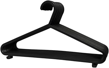 SAVEX Coat Hangers, Black Plastic Hanger with Non-Slip Surface, Space-Saving Clothes Hangers with Hooks for Clothes Rail, Closet, Trousers, Ideal for Adult Wardrobe (25 Pack)