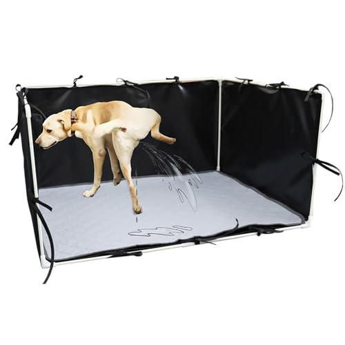 Inodoro para perros con paredes altas, caja para perros, soporte para almohadilla de perro con paredes altas, cierre de 35 pulgadas, cierre de filtro de perro grande, fácil de limpiar, ajustable