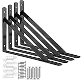 STARVAST 4 Pack Heavy Duty Shelf Brackets 9.8 x 6.3 inch, Floating Shelves Black Triangle Shelf Brackets, 90 Degree Angle Wall Mounted Shelf Supporter Corner Bracket (250x160mm)