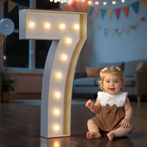 Imprsv 4FT Light Up Number Seven for 7th Birthday Decorations