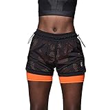 Strong iD Active Women Workout Tummy Control Compression High Waist Biker Shorts Black Coral