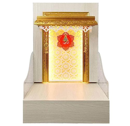 Pooja Mandir en bois haut de gamme Devyom avec mandrin mural