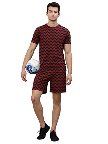 Image of RIGO Men's Printed Slim Fit T-Shirt (SET04221006 Maroon