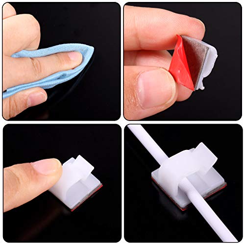 Miniatura 4 de Blulu 100 clips adhesivos para cables a granel para organizador de cables, ganchos de luz al aire libre para cadena de luces de pared de Navidad,