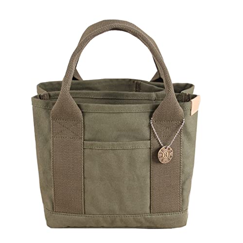 Mode Stor kapacitet Trendig Canvas Bag Lunchväska Handväska Canvas Tote Handväska Dam Shopping Bag Plånbok (Color : Small-ArmyGreen, Size : 33X30X16cm)