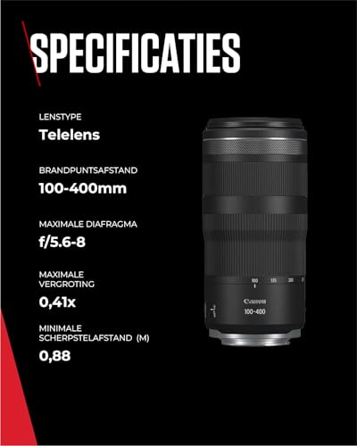 Miniatura 8 de Canon Objetivo Rf 100-400mm F5.6-8 Is Usm - Lente Teleobjetivo, Para Naturaleza, Deporte Y Primeros Planos, Ligero, Enfoque Silencioso, Estabilizador Óptico 5,5 Pasos, Compatible Sistema Eos R, Negro