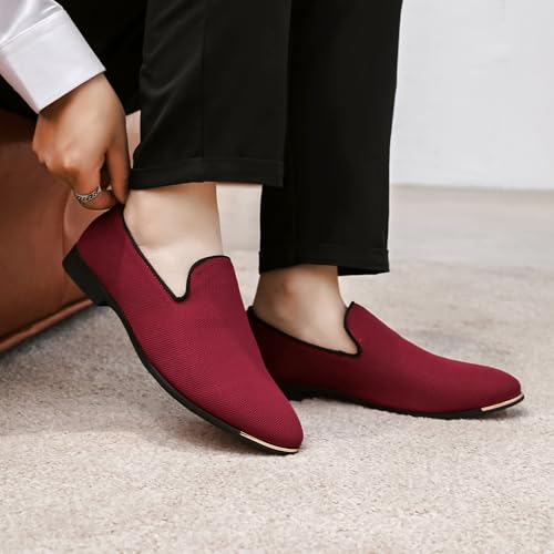 Image of FLQL Men's Luxury Penny Loafer Slip-On Velvet Shoes Party Dancing Shoes Suede Wedding Shoes Plus Size 7-13