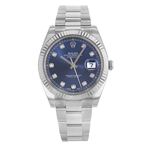 ROLEX DATEJUST 41 STEEL AND WHITE GOLD BLUE DIAMOND DIAL OYSTER BRACELET 41MM