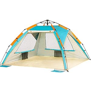 Image of ZOMAKE Pop Up Beach Tent - Instant Sun Shelter Cabana, Portable Beach Shade with SPF 50+ UV Protection for Kids & Family(Lake Blue)