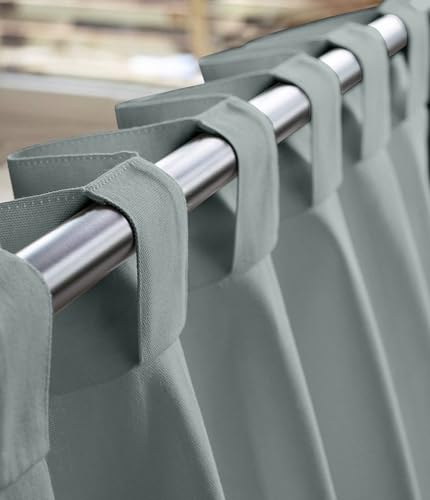 Image of THE LINEN COMPANY Cotton Curtains 7 Feet Long for Door, Solid Duck Canvas Curtains, 7ft Set of 2, Light Grey