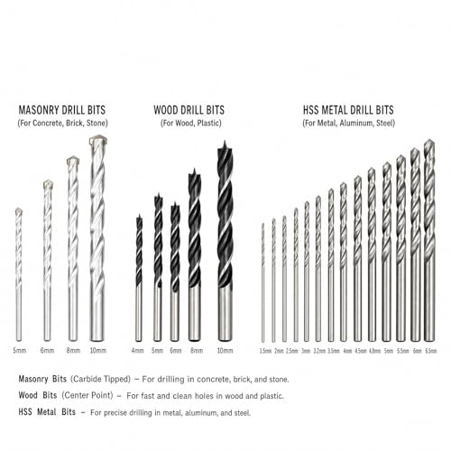 Image of Delivery Pax 500W Electric Drill for Wall Drilling | Reversible Corded Power Drill for Home Use | Concrete, Wood & Metal Drilling