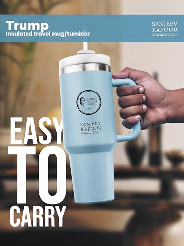 Image of Sanjeev Kapoor by Classic Essentials Stanley Stainless Steel 1200ML Tumbler with Lid and Straw, Hot and Cold Double Insulated Sipper Mug, 100% Leak Proof Coffee Tumbler Cupholder for Office (Blue)