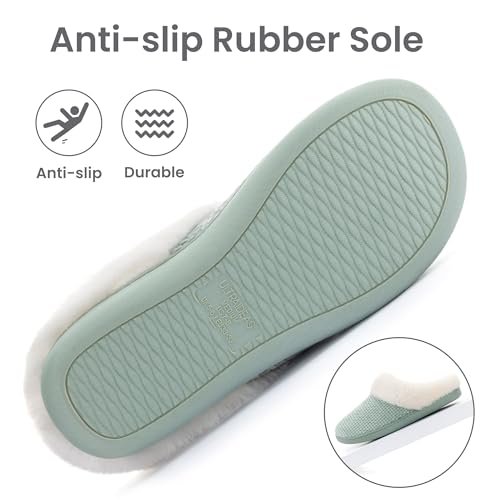 Image of ULTRAIDEAS Women's Breathable House Slippers with Memory Foam, Lightweight Cotton Blend Lining, Indoor Outdoor Slip On Design, Non Slip Rubber Sole for Bedroom, Machine Washable
