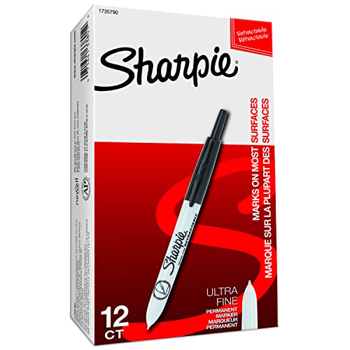 Image of Sharpie Retractable Permanent Markers, Ultra Fine Point, Black, 12 Count (Pack of 2)