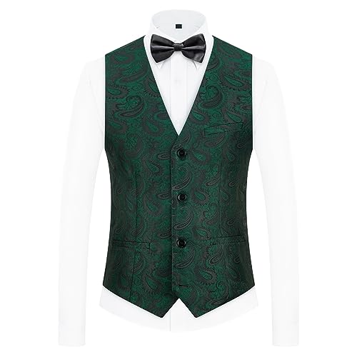 Mens Suits 3 Piece Slim Fit Tuxedo for Men Paisley Suit Prom Tux Shawl Lapel One Button Blazer Vest Pants Set4