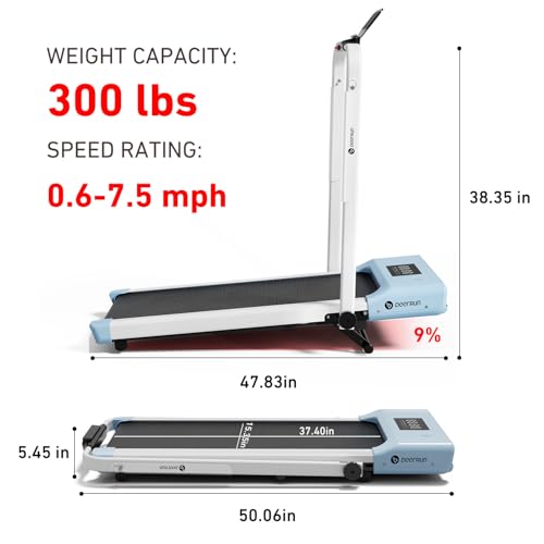 DeerRun Foldable Walking Pad with 9% Manual Incline — view 2