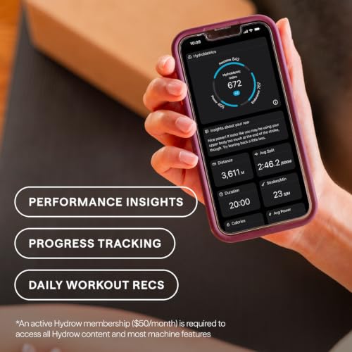 Image of Hydrow Wave Rowing Machine with 16 inch HD Touchscreen & Speakers - Foldable | Live Home Workouts, Subscription Required