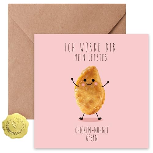 Sugeru Geburtstagskarte Lustig - Lustige Geburtstagskarte - Beste Freundin Geschenke Geburtstag - Geburtstagskarte Mann Lustig - Süße Geschenke（ICH WÜRDE DIR MEIN LETZTES CHICKEN NUGGET GEBEN）