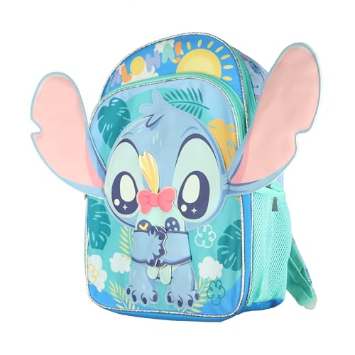 Disney Lilo & Stitch Mochila de 40,6 cm com apliques de personagens 3D e bolsa removível para moedas