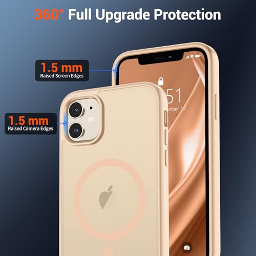 Image of SUPFINE Magnetic for iPhone 12 Mini Case & iPhone 13 Mini Case (Compatible with MagSafe) (Military Grade Drop Protection) Slim Translucent Matte Shockproof Phone Cover,Sand Pink