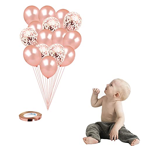 Image of 6 Months Birthday Party Decoration, Half Year Birthday Suppliers for Girls 1 /2 Year Birthday Party 6 Months Balloons,6 Months Balloons One Half Year Birthday Baby Shower Party Decoration (Rose Gold)