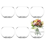 Hyuetrsa 6 Pack Clear Bubble Bowl Glass Vase, 4.7” W x 3.7” H Fish Bowl Vase Round Candle Holders Clear Bubble Planter Terrarium Fish Bowl Flower Vases, Decorative Centerpieces for Wedding Home Decor