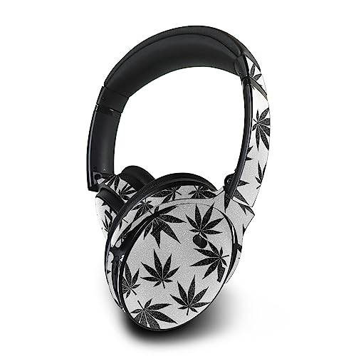 Image of MightySkins Glossy Glitter Skin Compatible with Bose QuietComfort 45 Headphones Pot Leaves Black | Protective, Durable High-Gloss Glitter Finish | Easy to Apply