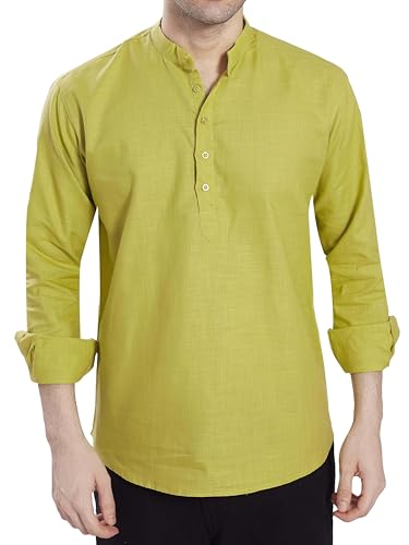Image of DIVISIVE Men's Slim Fit Full Sleeves Cotton Short Kurta