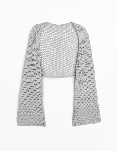 Womens Oversized Crochet Knit Lightweight Cropped Sweater Shrug Fall 2024 Hollow Out Long Sleeve Short Cardigans3