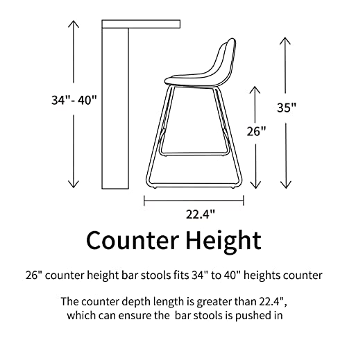 Heugah Bar Stools Set Of 4,Faux Leather Counter Height Bar Stools,26" Bar Chairs With Back,Modern Counter Stool For Kitchen Island (4, Brown) #TOP4