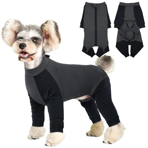 Hjyokuso Hundeoverall Mit Beinen, Hundeschlafanzüge, Hundepyjama Für Kleine Hunde, Hunde Schlafanzug Mit Reißverschluss, Body Hund Nach Op Für Chihuahua, Pomeranian, Yorkshire Terrier, Bichon Frisé