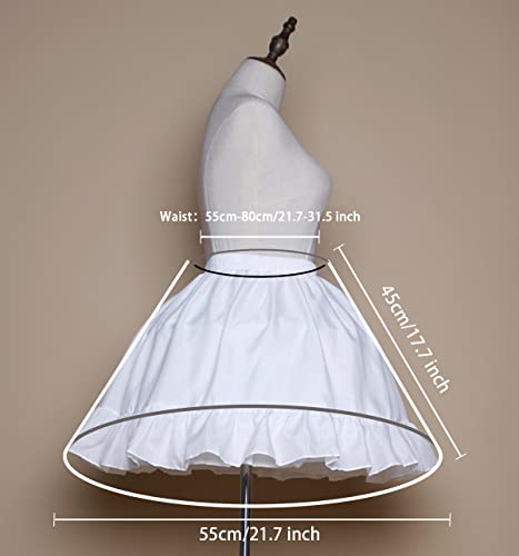 YULUOSHA Women Girls Crinoline Short Petticoat 2 Hoops Victorian Skirt Ball Gown Elastic Waist Underwear Half Slip Underskirt3