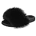 Hitopteu Ciabatte Pelose Donna Pantofole Pelliccia Estive Punta Aperta Ciabatte Casa Scarpe Sandalo Fluffy Peluche Slides Nero Etiketten Größe 38-39 260