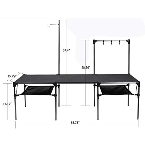 Camp Solutions Lightweight Portable Camping Table Small Folding Aluminum Table with Carry Bag for Camping Hiking Collapsible Outdoor Picnic Grill Table BBQ Stand Free Splicing Table (Combination) - Thumbnail 2